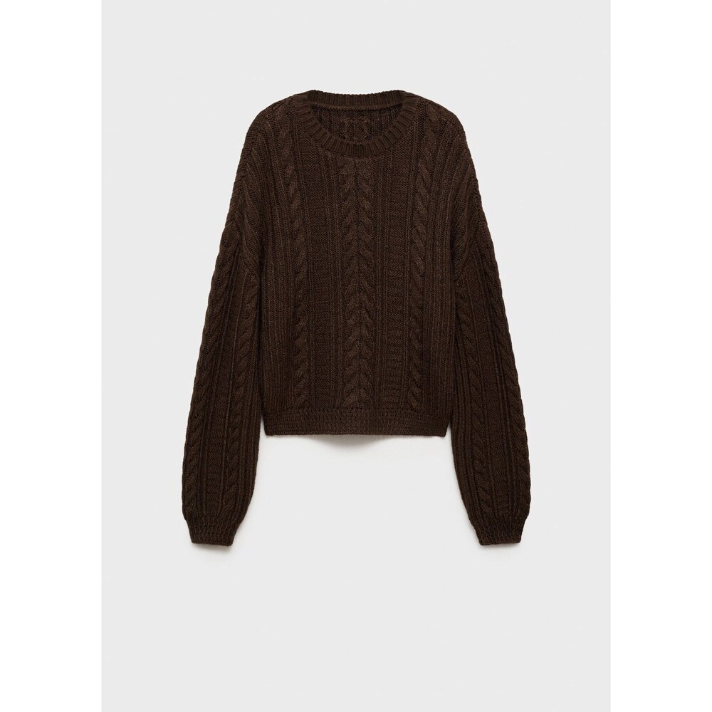 MANGO - Round-neck braided sweater brown - S - Woman